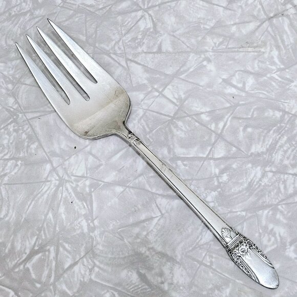 1837 Rogers First Love Meat Serving Fork 9” International Silverplate art deco - Picture 1 of 10